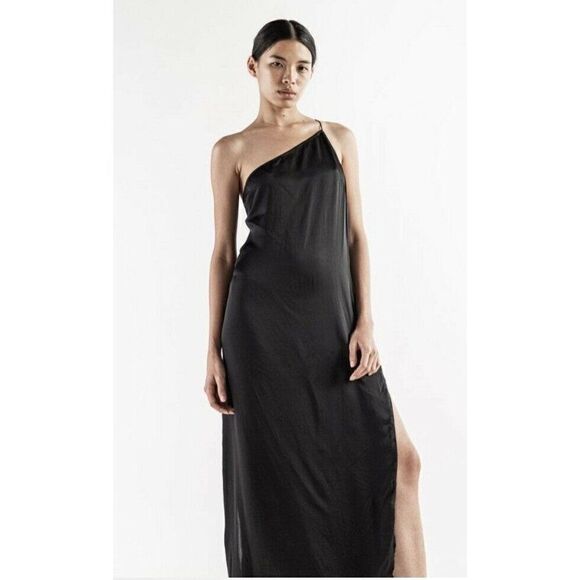 NWT FREE PEOPLE X NICHOLAS K  Sz S KYLE DRESS SATIN ONE SHOULDER MAXI DRESS - Picture 5 of 6